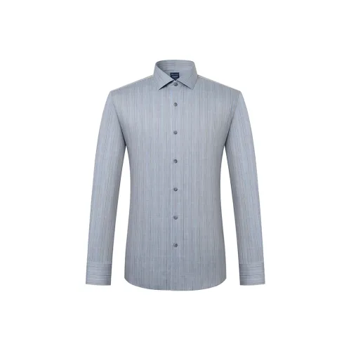 Camicissima Синий Серый Полосы Полу-Французский Воротник Мужские Рубашки