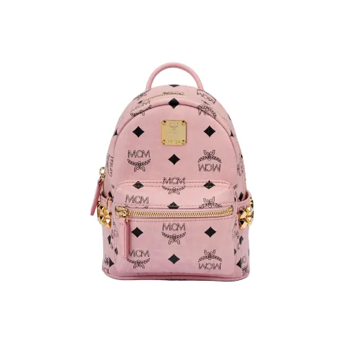 MCM Stark Visetos Искусственная кожа Рюкзак Мини Женские Розовый