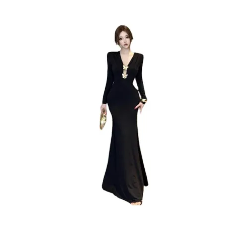 BONAS Длинное платье с длинными рукавами женское