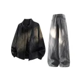 Черный топ+серые брюки