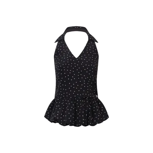 Ariseism Черный Топ с Полка Дот для Женщин