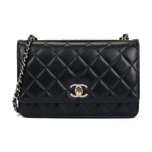 CHANEL Модный CcWOC Овечья кожа Сумка через плечо Женская Черная