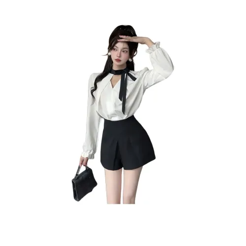 Garbege Белый топ Галстуки-бабочки Серые брюки Комплекты Женская униформа