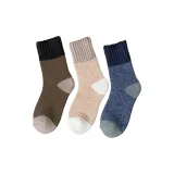 [3 упаковки утолщенных 10% шерсть, носки] Армейский зеленый, темно-синий, хаки