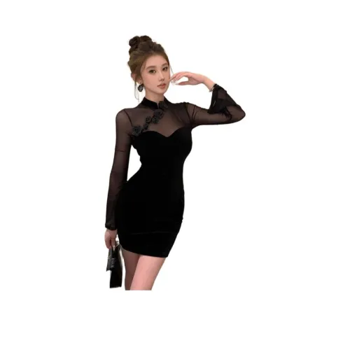 BONAS Длинное платье с длинными рукавами женское