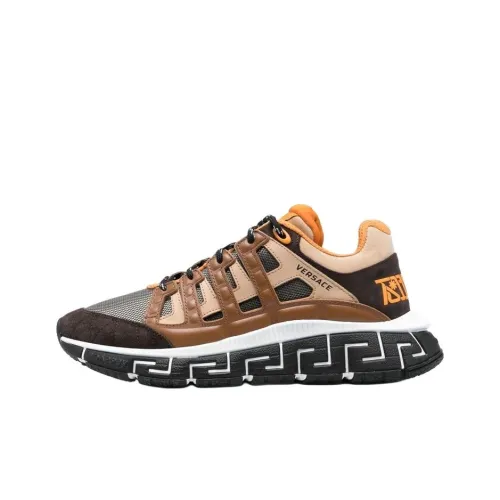 VERSACE Низкий топ Спортивная повседневная обувь Мужская Коричневый Черный