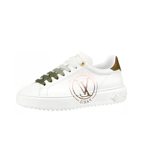 LOUIS VUITTON Time Out Low Топ Стильные Скейтбординги Женские Белый Зеленый