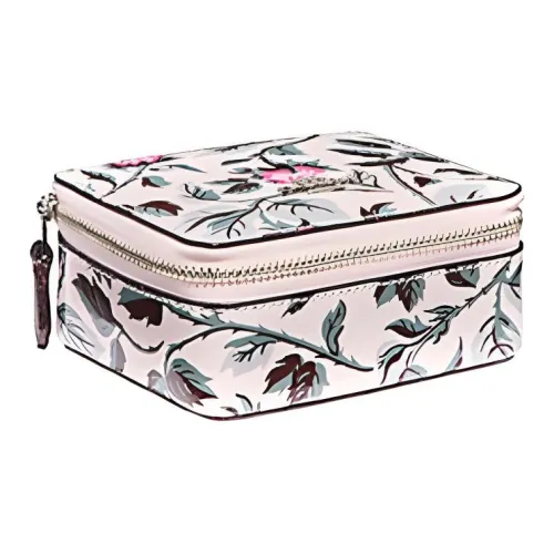 COACH Ювелирные украшения Bo Лакированная кожа Хранение Коробка Мини Женские Белый Серебряный