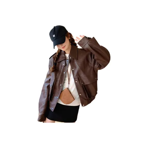 JOEM Кофе Женские Кожаные Куртки
