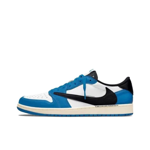 Travis Scott X Fragment Design X Jordan Air Jordan 1 Low Устойчивый к истиранию Дышащий Низкий Топ