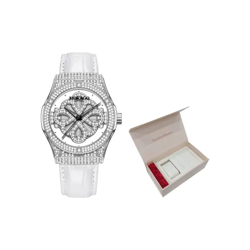 MOKAGO Кварцевый механизм натуральная кожа ремешок женские часы циферблат с открытым механизмом