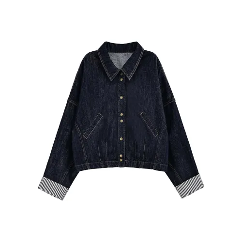 IWZI Темно-синий женский джинсовые куртки