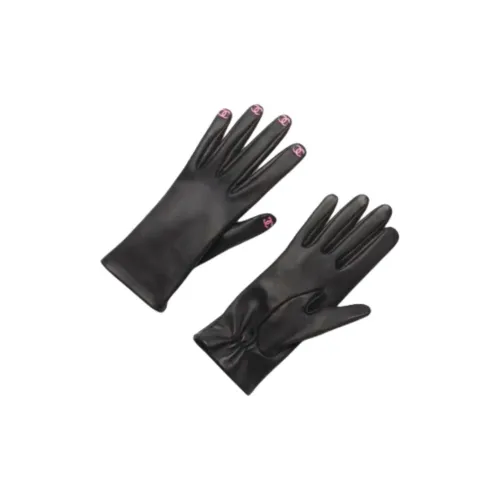 CHANEL Овчина Перчатки Унисекс Черный Розовый Красный