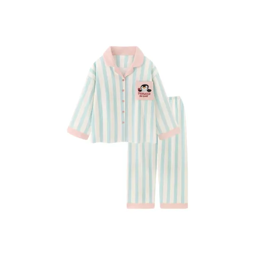 XIAOLIZI Синий Stripe Пингвин Женские Пижамные комплекты