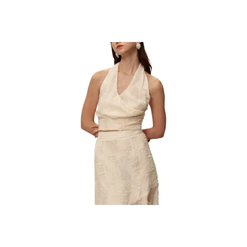 SIJIASUDIO Бежевый Женский Топ без рукавов