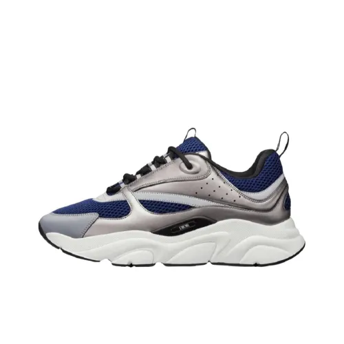 DIOR B22 Низкий Топ Спортивная Повседневная Обувь Мужская Синяя и Серебряная