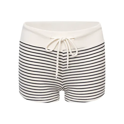 Ariseism Бежевый Черный Полосы Шорты Женские Повседневные шорты
