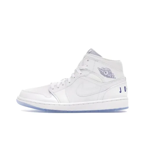 Jordan Air Jordan 1 MID Чисто белый MID Топ Винтажные баскетбольные кроссовки Мужской Чисто белый