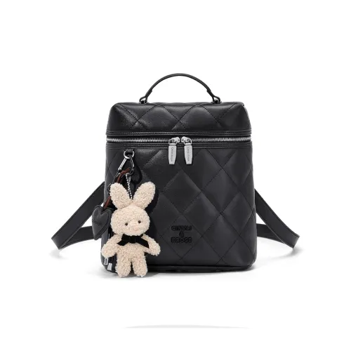 CinvaiKrose Рюкзак из коровьей кожи с синтетической кожей женский черный экрю