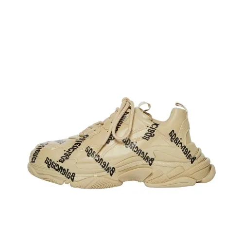 Balenciaga Triple S Low Топ Толстая подошва Кроссовки Мужские Бежевый Черный