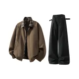 Brown Top + Black Casual Pants  
Коричневый топ + черные повседневные штаны