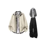 Абрикос + Черный Рубашка + Черные Карго Брюки