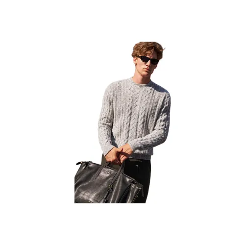 Mr.Bu Пестрый Серый Смешанный Цвет Мужские Свитера