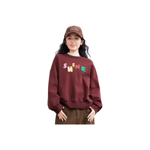 PIANDUAN Red Women's Sweatshirts PIANDUAN Красный Женские Свитшоты