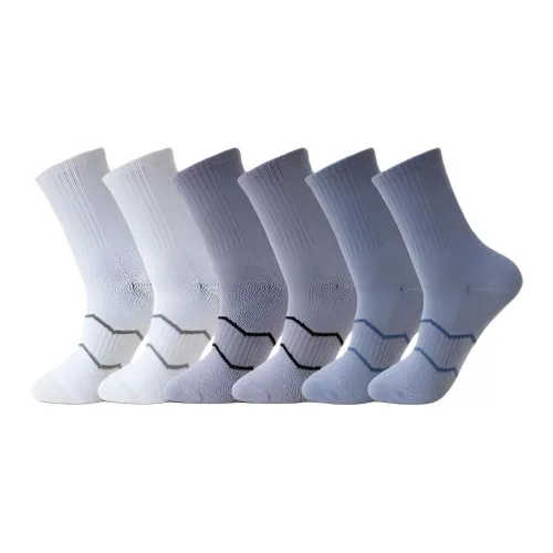 NAVIGARE [6 упаковок] 2 белых 2 светло-серых 2 синих мужские носки MID до икры