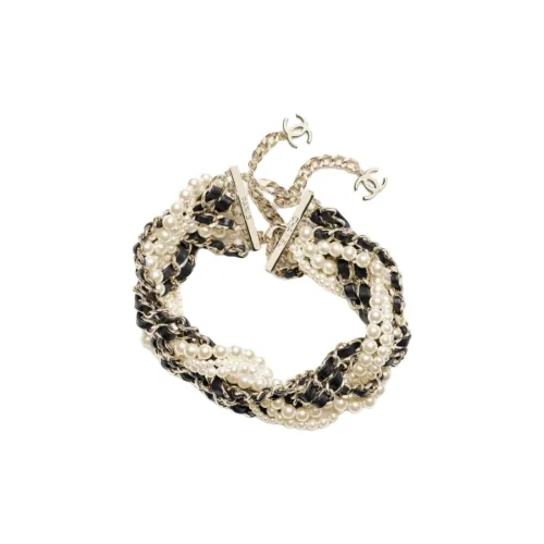 CHANEL Металлические ожерелья Женские Золото Черный Перламутрово-белый