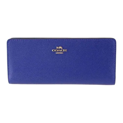 COACH Slim Wallet Крестообразная текстура Кожа Держатель для карт кошелек Женские Синий