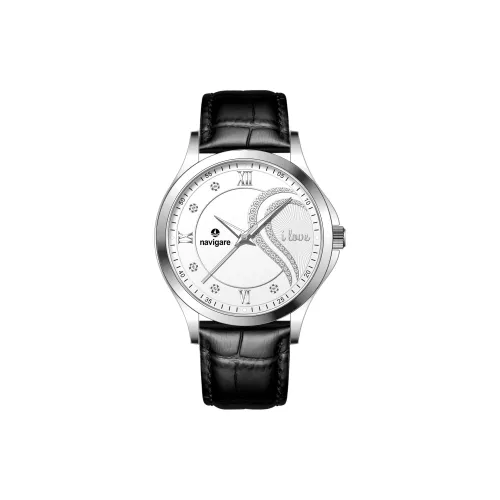 NAVIGARE Кварцевый механизм натуральная кожа ремешок мужские часы белый циферблат