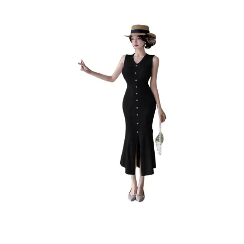 BONAS Длинное платье с длинными рукавами женское