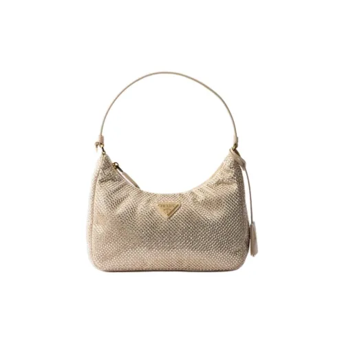 PRADA Шелковая вискоза Сумка через плечо Мини Женская Песочно-бежевая