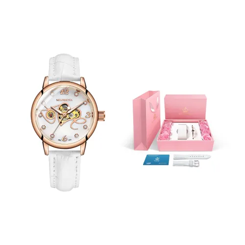 MG.ORKINA MG Механические часы из натуральной кожи с ремешком женские часы с циферблатом в стиле "скелет"