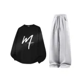 [2 упаковки] Черный (Ma Лайфстайл Радость) + Фотиния Серый (Ma Лайфстайл Радость Логотип на штанах)