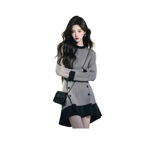 BONAS Длинное платье с длинными рукавами женское