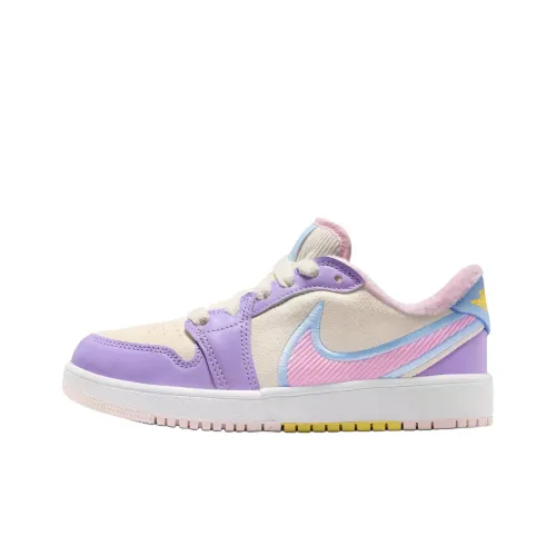 Jordan 1 Low Топ Kids Lifestyle Shoes Бежевый Фиолетовый Розовый Подростки