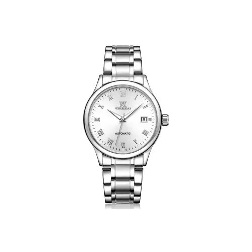 WSK Автоматический Механический Механизм Нержавеющая Сталь Ремешок Часы Мужские Белый Циферблат