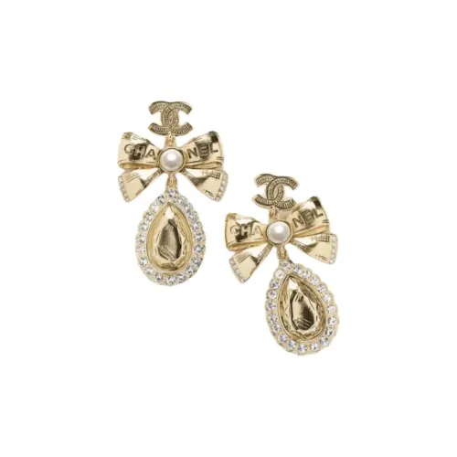 CHANEL Серьги из металла Женские Золото Жемчужно-белый Кристалл