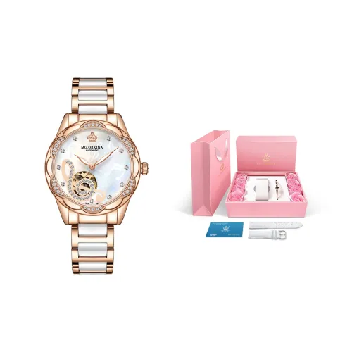 MG.ORKINA MG Механический механизм нержавеющая сталь керамика ремешок женские часы череп циферблат