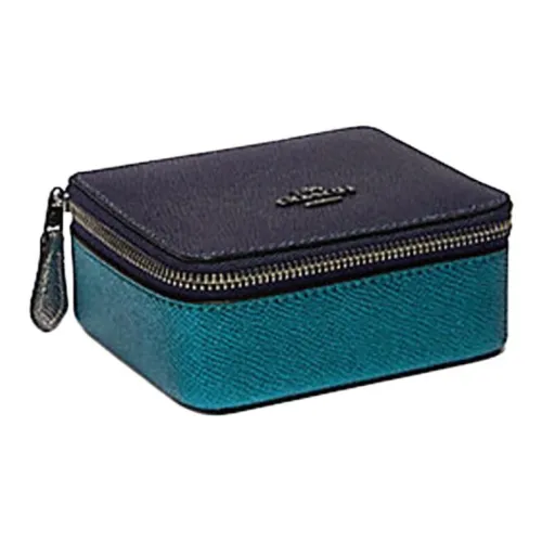 COACH Ювелирные украшения Bo Кожа Шкатулка для украшений Коробка для хранения Мини Женская Синяя