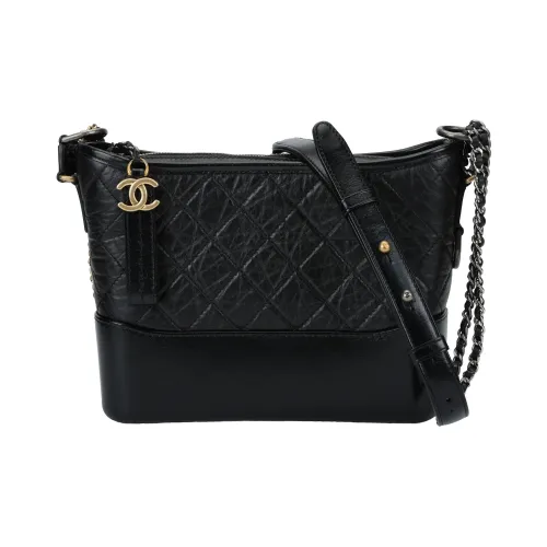 CHANEL Gabrielle Телячья кожа Сумка через плечо Средний Женский Черный