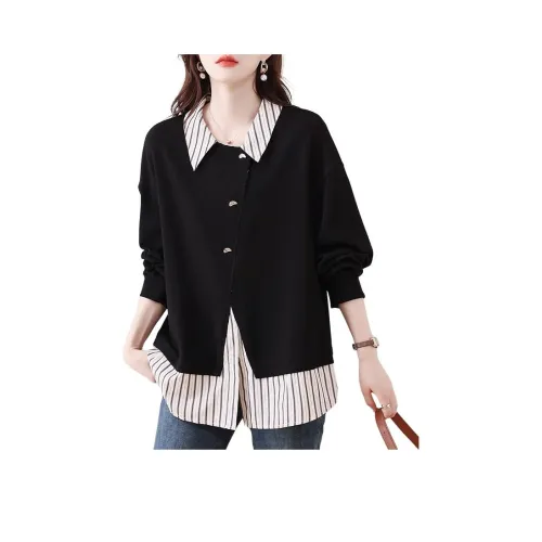 LANGQING Черный С подарками Wangqing Бренд Наклеенный Женские Свитшоты