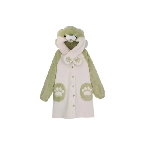 MEIJIAO Зеленый Капустная собака [Без подкладки Robe] Женские Банные халаты