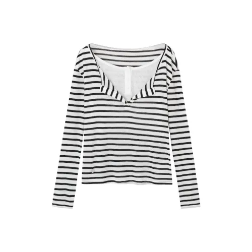 KYKW Черно-белые полосы Женские T-рубашки