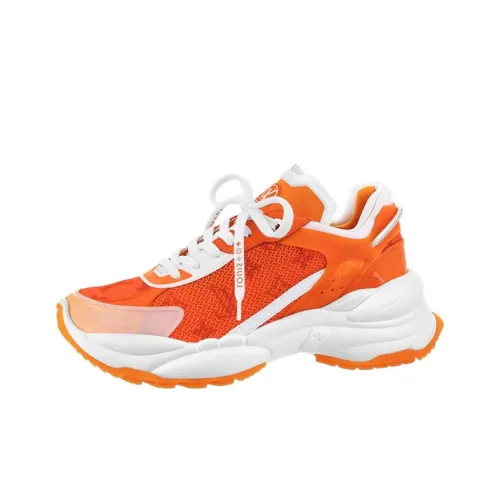 LOUIS VUITTON Run 55 Устойчивый к истиранию Низкий Топ Спортивная Повседневная Обувь Женская Оранжевый Белый