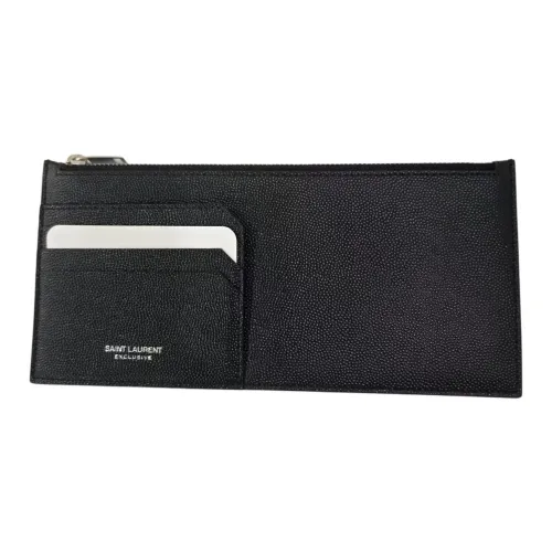 SAINT LAURENT Коровья кожа Держатель для карт кошелек Унисекс Черный