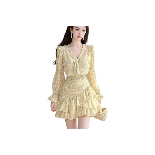 BONAS Длинное платье с длинными рукавами женское