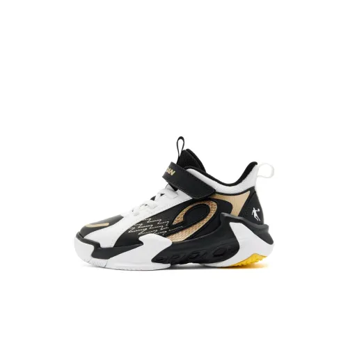 QIAODAN Детские баскетбольные кроссовки MID Топ Черный Джордан-белый Для дошкольников